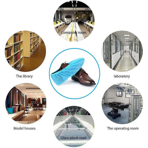 Disposable Shoe Covers 200 Pack 100 Pairs Non Slip Durable Indoor with Elastic Band for Home Clinic Worksite Use