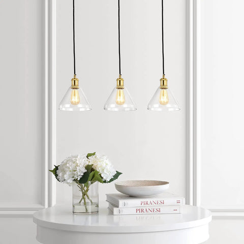 Brass Gold And Black 3-Light Linear Pendant Light For Kitchen Island And Dining Room, Adjustable Height, Modern Farmhouse Vibe, Energy Saving LED Bulbs Included