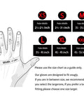 Size chart for Ultra Thin PU Coated Work Gloves 12 Pairs With Nylon Knit Shell And Knit Wrist Cuff for Light Duty Jobs.