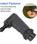 Heavy Duty Right Angle Converter Kit For Rotary Tools With Cool Running Bearings For Tight Spots And Precision Polishing Or Engraving Work Busts Tough Jobs Daily, close-up view of ergonomic handle design.