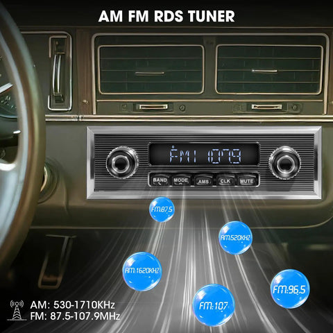 Single Din Car Stereo With Bluetooth Five Three LCD Display AM FM Receiver USB And AUX In Preamp Subwoofer Output installed in dashboard