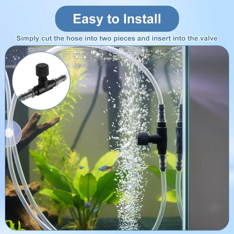 20 Pack T Shaped Aquarium Air Valves For 3 By 16 Inch ID Airline Tubing Black Single Way Control Valve In Fish Tank