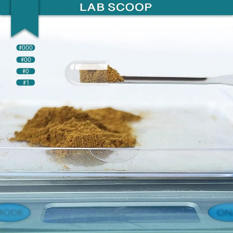 Filling Tool Kit For Home And Lab Use With Micro Funnels And Lab Scoops, stainless steel scoop with powdered material