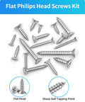 Top Shelf 304 Stainless Steel Wood Screws Assortment Kit With Phillips Flat Heads And Self Tapping Design Made For Fixin Up Patios Or Garages Comes Rigged With 550 Pieces Sizes 4 Through 12 - assorted flat head screws.