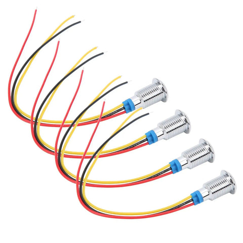 Lit Brightness Round LED Indicator Lights Prewired Common Cathode 10mm Panel Mount 3-6V Multicolor wires