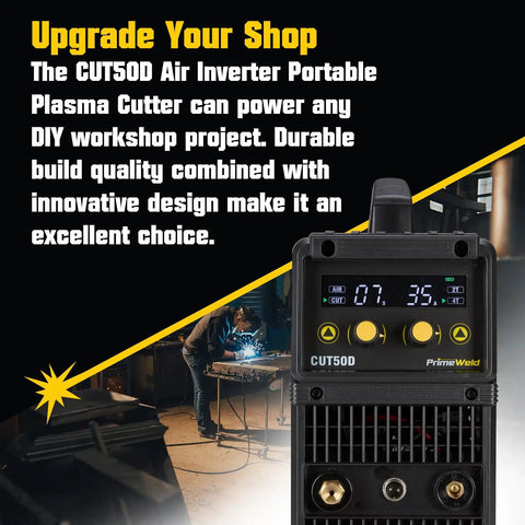 50 Amp Air Inverter Plasma Cutter Portable Cutting Machine With Dual Voltage 110V 220V Auto Voltage Switch CUT50D display
