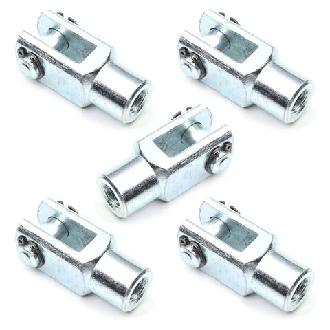 Five Pack Y Type Air Cylinder Clevis Ends M10x1.25 Female Thread For Pneumatic Cylinders, Heavy Duty Iron Link Connectors, Foot Mount, 2.04 Inch Length, 32mm Bore, Durable, Easy Install Fittings for pneumatic linkages