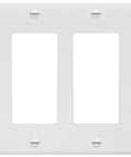 Durable 2-Gang Decorator Wall Plate for Light Switch and Receptacle, White Polycarbonate Thermoplastic, 4.50 x 4.57 Inch