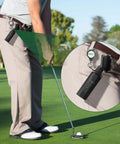 Must Have All In One Golf Club Brush Cleaner With Retainer Clip And Squeeze Water Bottle 7.5 Inch Reach clipped to golfer's belt