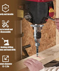 Square Hole Drill Bit And Mortiser Chisel Set For Drill Press with fixture for desktop drills and hand drills.