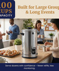 100 Cup Commercial Coffee Urn And Hot Water Boiler With Dual Wall Insulation in office setting, stainless steel finish