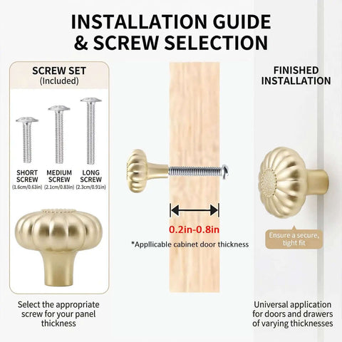 Installation guide for 10 Pack Gold Cabinet Knobs Set Made From Solid Zinc Alloy Brushed Brass Hardware Pulls