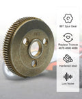 Front view of Beefed Up Heavy Duty Steel Spur Gear Set 48P 86T for 1/10 RC cars, highlighted features include hardened steel and low noise.