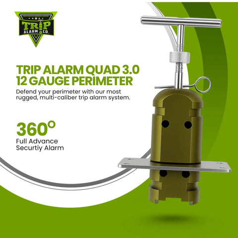 12 Gauge Perimeter Alarm With Quad Three Point Zero Tech Full 360 Degree Trip Wire Protection For Outdoor Camping And Property Security Olive Drab Durable Outdoor Security System