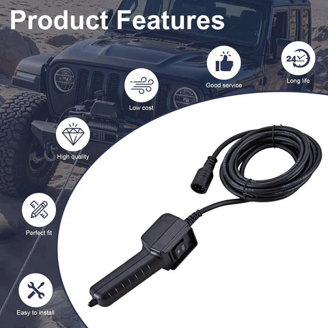 5 Prong Winch Remote Control Switch for Heavy Duty Electric Winches 5000 9000 12000 Lbs with 12 ft cable and C-type plug