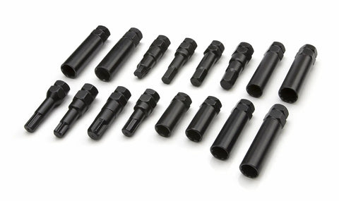 Shop-Ready 16-Piece Locking Lug Nut Master Key Set With Double-Hex, Spline And Star Keys, Thin-Walled Extra-Long Lug Keys To Prevent Wheel Damage, Heat-Treated Chrome Vanadium, Corrosion-Resistant Finish For Aftermarket Nuts