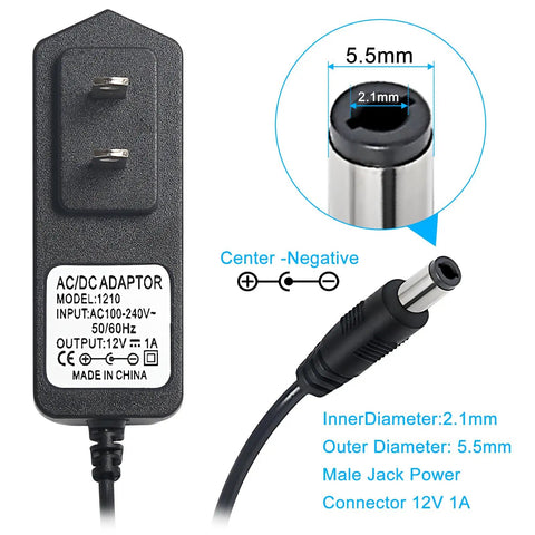 12V DC Power Adapter For DMX Controllers And Musical Gear, 1000mA Guitar Pedal Power Supply with 5.5mm x 2.1mm Connector