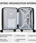 Open view of lightweight 20 inch carry on luggage with wheels airline approved hard shell case TSA lock fits 22x14x9 travel bag