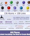 Hands On Organic Chemistry Model Kit For Learning And Exploration, 444 Piece Molecular Kit layout with atoms and bonds
