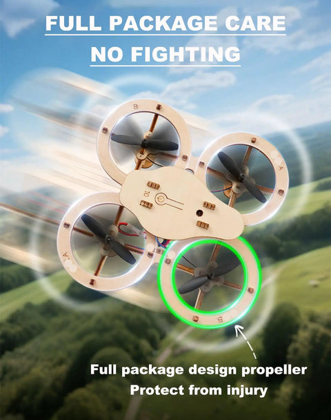Hands On Wooden Drone Building Kit For Beginners Build Your Own RC Quadrotor With 4 Axis Flight Mini Wood Drone Model in action