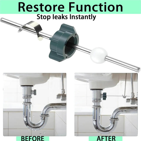 2 Pack Chrome Bathroom Sink Ball Drain Stopper Kit With Smooth Pivot Rods Straight Up Plug And Play Design for leak repair before and after.