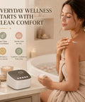 Woman applying lotion beside Electric Enema Kit With Dual Nozzles And 100 Level Pressure Control Coffee Enema And Colon Cleansing System