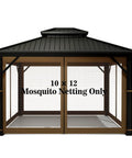 Durable 10x12 Outdoor Gazebo Mosquito Netting With 4 Panel Sidewalls, Double Zippers On All Sides, 100 Percent Polyester Brown Replacement Screen For Easy In And Out