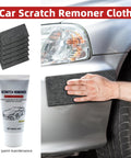 Person using Multi Purpose Car Scratch Repair Kit With Six Nano Cloths For Light Scratches Swirls And Water Spots Quick DIY Car Fix
