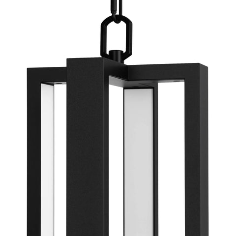 Close-up of Heavy Duty Black Aluminum Led Outdoor Pendant Light 20 Inch Linear Chandelier showcasing sleek design and matte finish.
