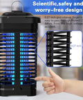 Outdoor Indoor Mosquito Killer Zapper With Smart Light Sensor, 4300V 18W Electric Insect Killer, shown with safety grid design