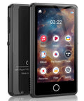 Massive 80GB Bluetooth MP3 Player And 3 Inch Portable MP4 Video Player With Built In Speaker FM Radio Video E Book Recording Supports All Formats Expandable To 256GB Black, front and side view showing screen and buttons.