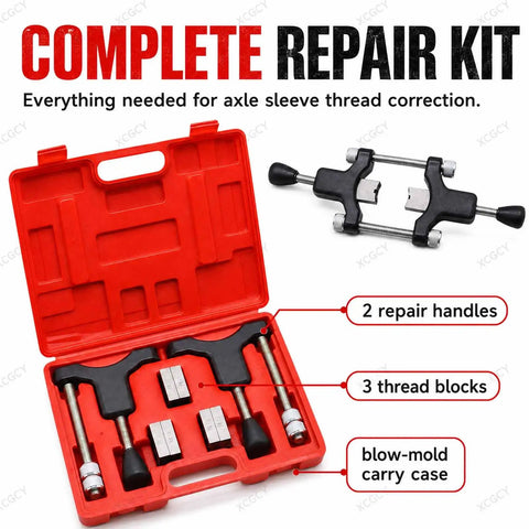Top Notch GCYXUC Half Shaft Sleeve Thread Corrector Repair Kit, red case, 2 handles, 3 thread blocks