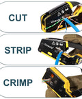 Image showing All In One RJ45 Pass Through Ethernet Crimp Tool Kit For Cat5 Cat5e Cat6 Cables RJ11 RJ12 Compatible With Wire Stripping Cutting And Crimping Heavy Duty Aluminum Crimper Ideal For Home Office DIY Network Installations.