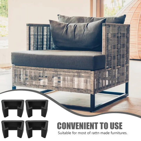 Rattan Furniture Fasteners 4 Pack Chair Clips And Sofa Connectors for Home Office And Living Room, black clips and chair