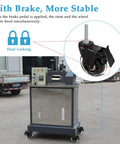 Three Inch Stem Caster Wheels With Safety Dual Locking And Heavy Duty Threaded Stem Three Eighths By Sixteen Inches By One Point Five Inches, No Noise Swivel Rubber Castors With Sleeve For Industrial Furniture Projects And Moving Set Of Four shown in use with machinery.
