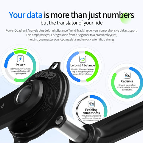 Power Meter Crankset For Road Bikes With 1.5 Percent Accuracy, Lightweight 680g, 165mm Crank Arm, 110 BCD, 300 Hours Battery Life