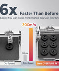 Comparison of printing speeds with High Speed Petg Filament 1.75mm 1Kg White at 300m/s and old speed at 50m/s.