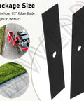 Image of Universal 9 Inch By 2 Inch Edger Blade Heat Treated With Half Inch Center Hole 2 Pack Fits McLane Power Trim King O Lawn Tru-Cut Edgers And Other Popular Models showing two black blades with half-inch center holes.