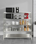 Built Tough Five Tier Stainless Steel Storage Rack Heavy Duty Adjustable Metal Shelving Unit Designed For Heavy Hauls And Home Organization With 330 Pound Capacity Per Shelf Garage Ready Silver Finish showcasing kitchen appliances and utensils.