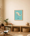 Mexico Map Poster 11x14 Blue Wall Art For Kids And Classrooms, Educational Geography Print on wall in cozy reading nook