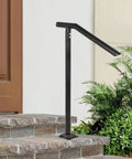 Rock Solid Floor Mounted Stair Handrail For 2 To 3 Steps And 36 Inch Wide Iron Step Railing with Smooth Curve Grip on steps.