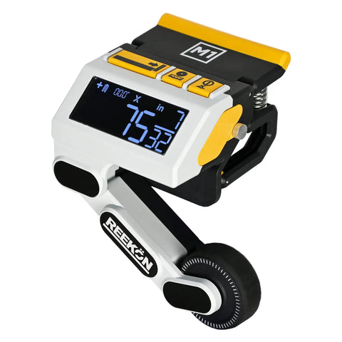 Caliber Measuring Tool For Miter Saws Pro Grade Time Saver, featuring digital LCD display showing measurements in mm and inches