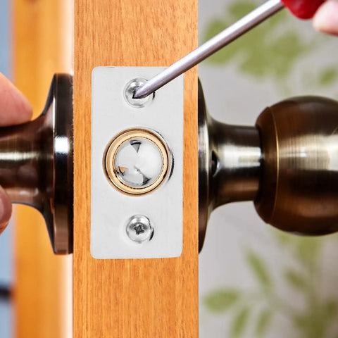 Adjustable Ball Catch Door Hardware Set For Interior Rooms And Wooden Doors Stainless Steel And Copper Construction No Brainer Install With Strike Plates Spring Loaded Latch Keeps Doors Secure And Quiet with screwdriver adjusting lock