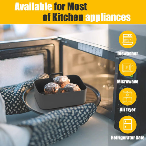 Must Have Reusable Silicone Air Fryer Liners For Dual Zone Baskets 6Qt To 8Qt Fits DZ201 DZ090 SL201 Dishwasher Safe Black