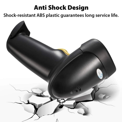 Wired Barcode Scanner With Adjustable Stand And Auto Sensor 1D USB Laser Scanner in shock-resistant black ABS plastic design