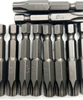 Heavy Duty T45 Torx Security Bits 10 Piece With Rock Solid Magnetic Quarter Inch Hex Shank For Tough Home Projects And Pro Grade Power Drilling, premium alloy steel construction.