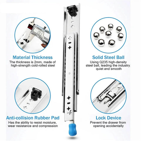 Beefy Heavy Duty Drawer Slide With Full Extension Locking Track 120Kg Load Capacity Steel Ball Bearing Rails For Smooth Quiet Opening And Closing Rust Resistant Electroplated Finish Built For Harsh Environments And Daily Heavy Use, 40-inch steel slide