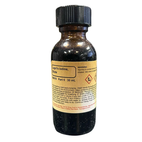 Lugol's Iodine bottle, 30 ml size, included in Drug Detection And Analysis Kit For Classroom Forensic Science Labs