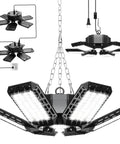 Two Pack Plug In Garage Light 200W 20000LM LED Shop Light with six plus one deformable panel design for ceiling installation