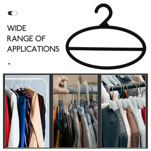 10 Pack Black Plastic Scarf Organizer With Rotating Swivel Design For Closet Storage Space Saving Multi Layer Hanger To Kick Clutter To The Curb And Keep Your Favorite Threads Organized Daily, displayed in a closet setting.